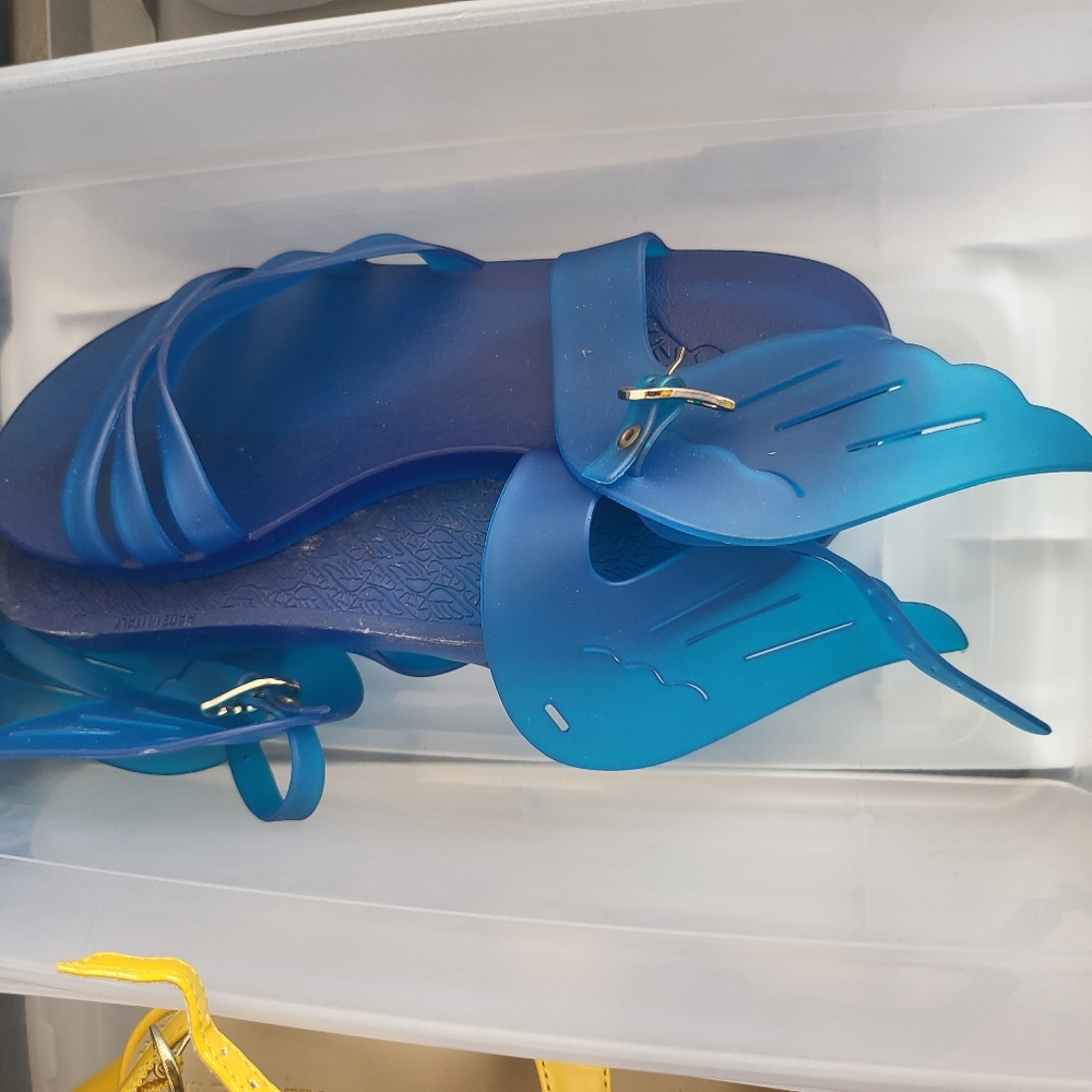 Ancient Greek Sandals Hermes winged blue jelly sandals